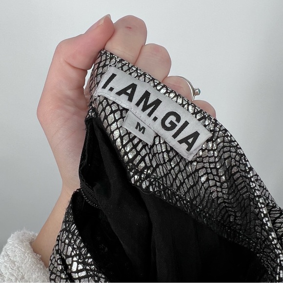 SOLD I.AM.GIA Metallic Silver Snakeskin Print Katana Ultra High Rise Flare Pants - Picture 7 of 8